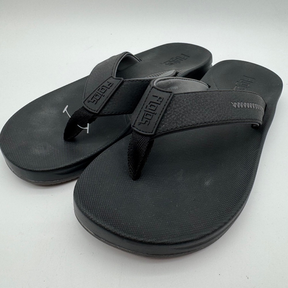 Flojos Men's Black Flip Flop Sandals Size 10 Cushioned Casual Beach Comfort
